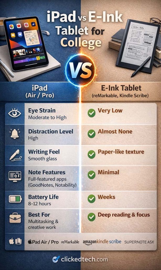 iPad vs E-Ink Tablet comparison for college